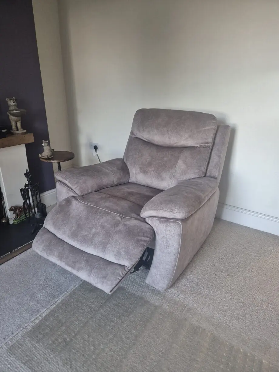 Furniture Village 2 sette, 1 armchair and pouffe