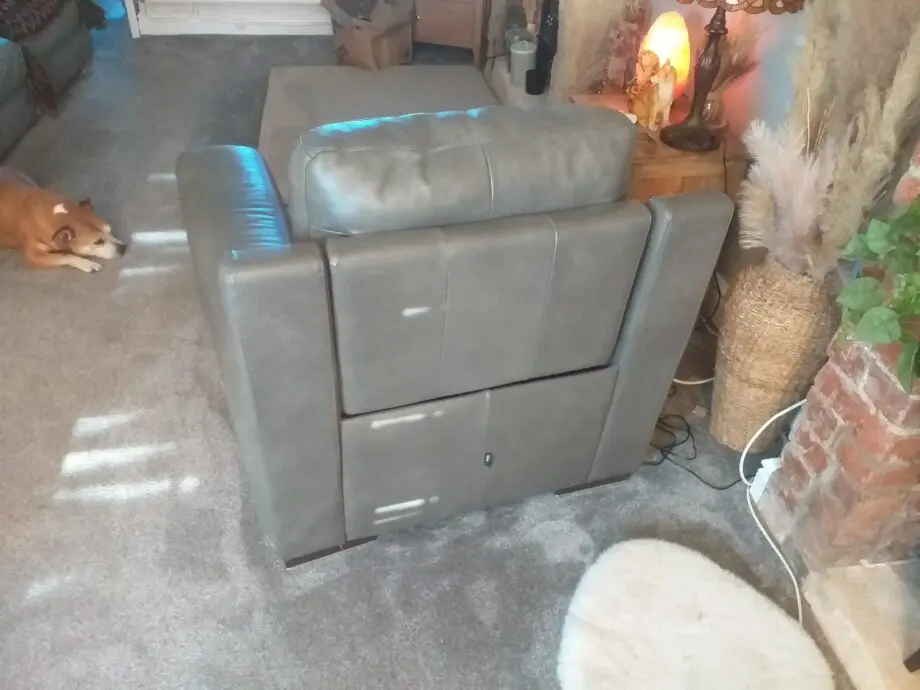 Grey leather corner unit and electric recliner chair