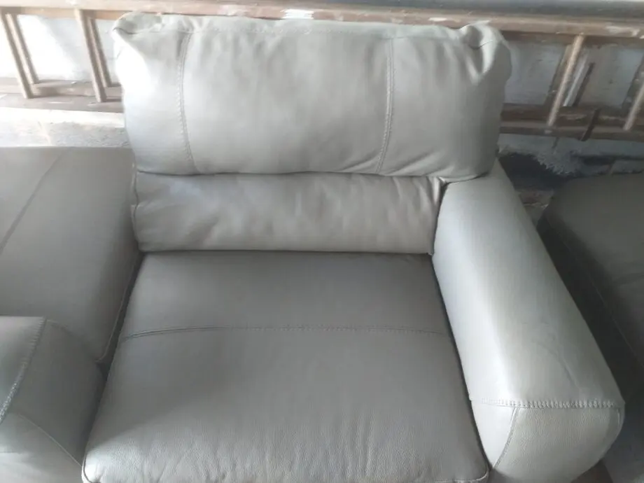 Grey leather corner unit and electric recliner chair