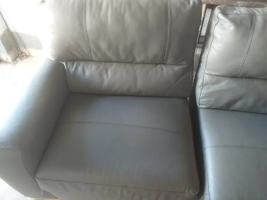 Grey leather corner unit and electric recliner chair