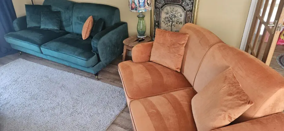 Green and orange set of 2 sofas Wayfair Pernermon