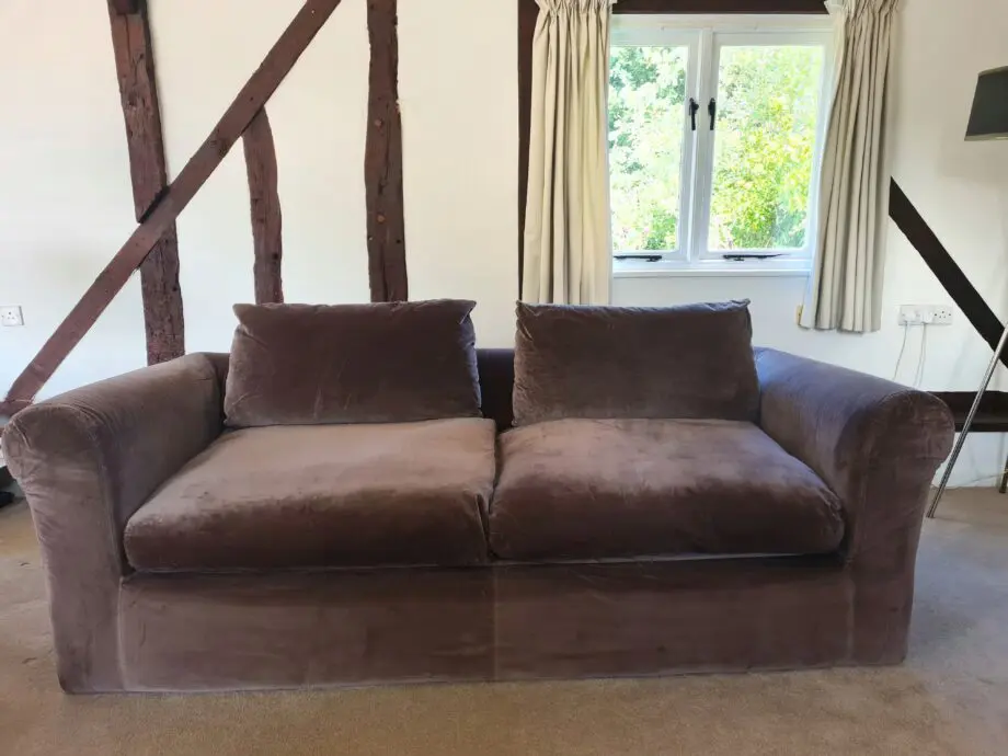 Two Luxurious Mink Velvet Feather-Filled Sofas