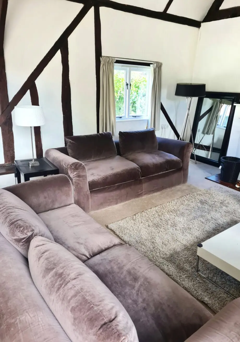 Two Luxurious Mink Velvet Feather-Filled Sofas
