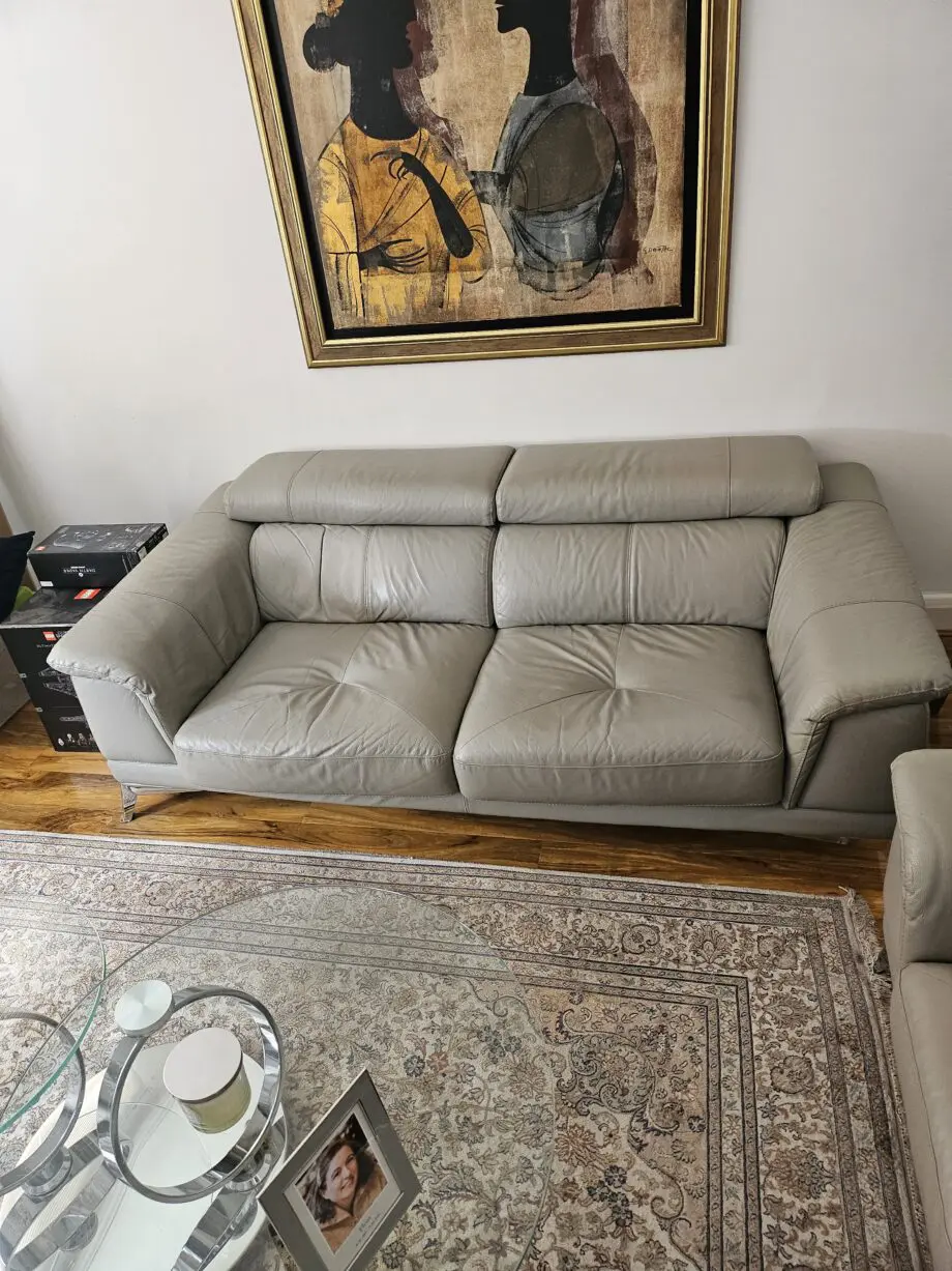 Two leather sofas light gray