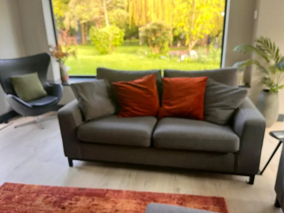 Next Charcoal Grey woven modern square style sofa and footstool set