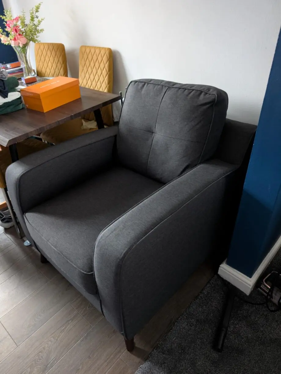 DFS Charcoal Corner Sofa with Armchair and Footstool