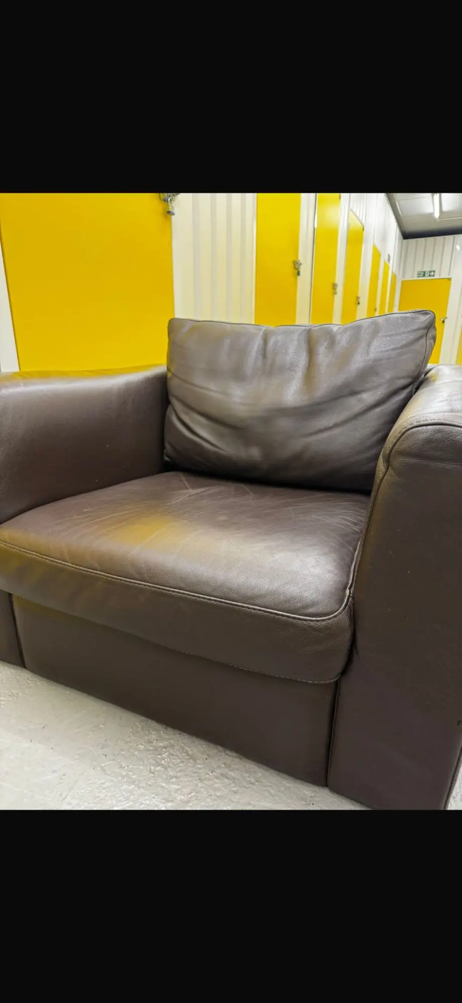 Furniture village brown leather 3 seater and matching chair