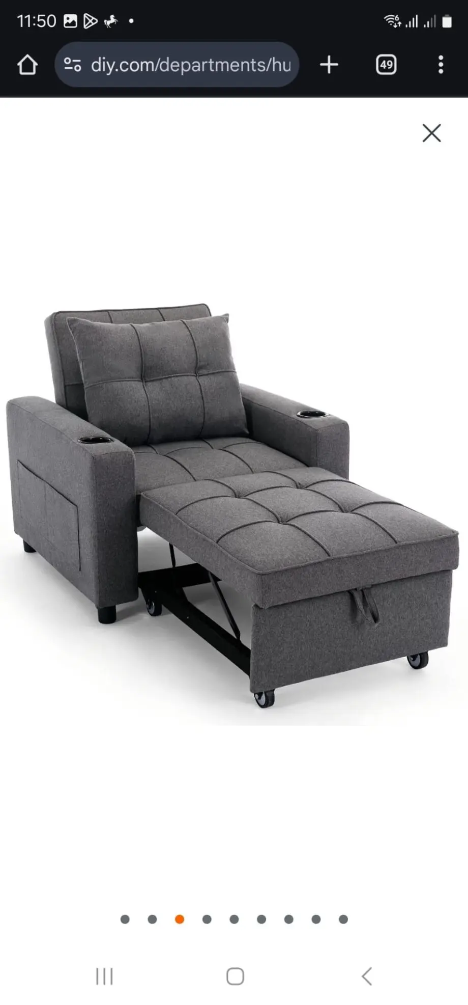 New in box Hudson 1 seater sofabed (from D.F.S) gray in color