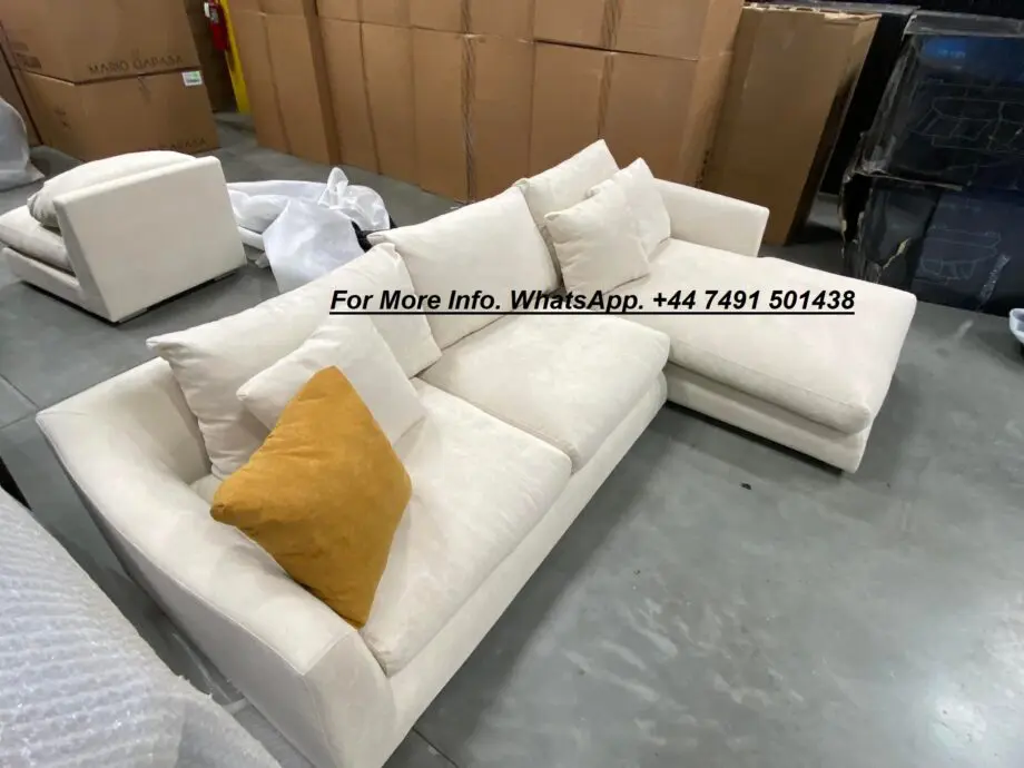 Large Cream L-Shaped Corner Sofa For Sale !! Cash On Delivery 35% OFF