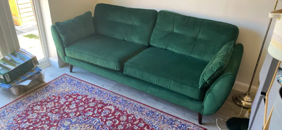 DFS French Connection Dark Green Velvet 3 Seater Sofa