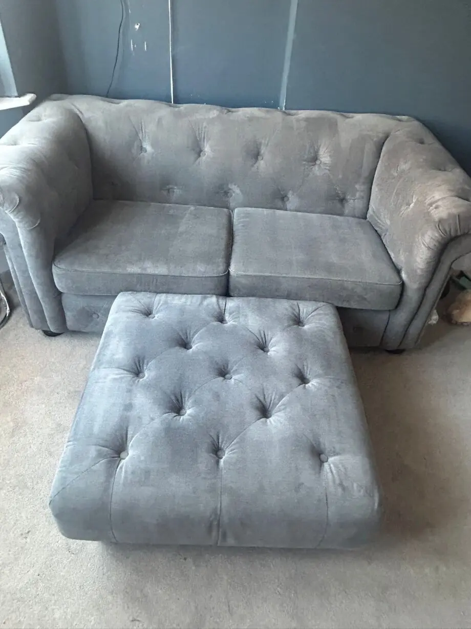 Dfs belair plaza grey sofa & matching footstool