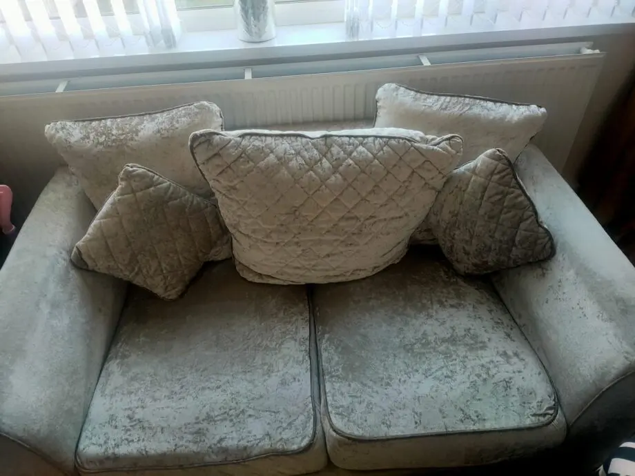 Cream velvet sofa set