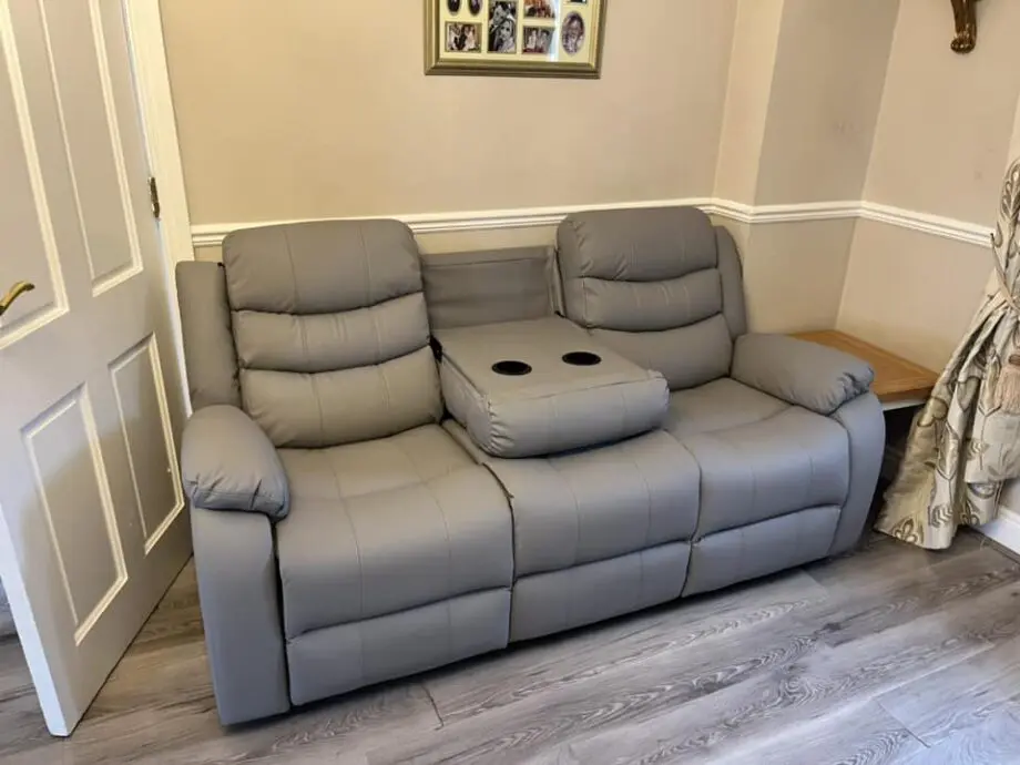Leather Recliner 3+2 Sofa Set || Grey Leather Cash On Delivery