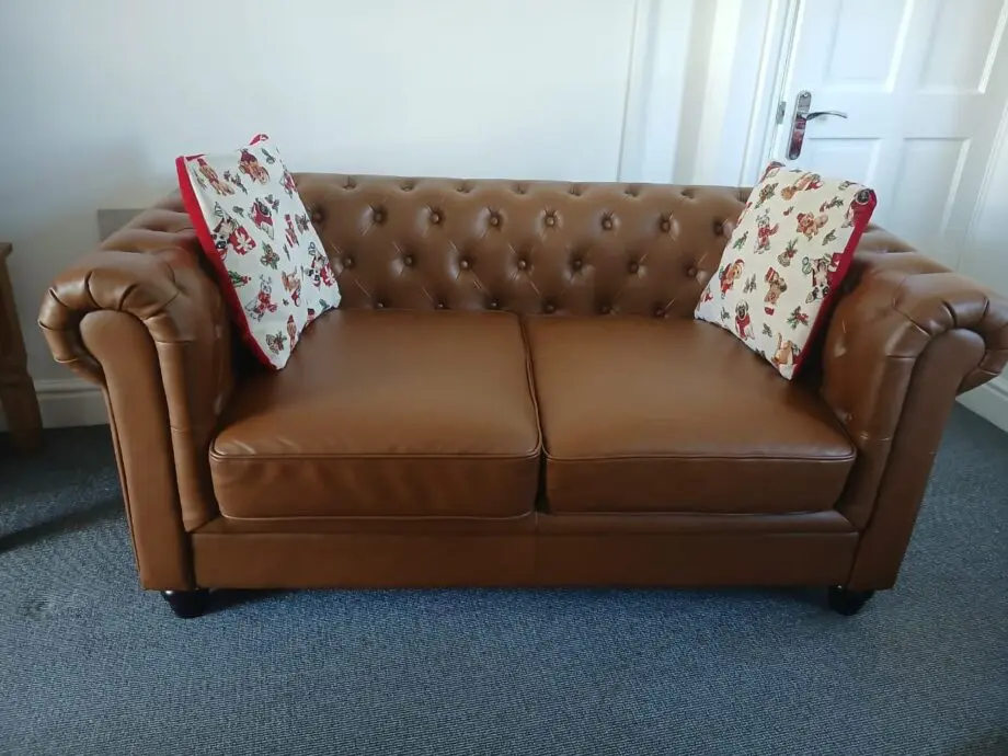 Furniture and choice Hampton Tan 2 Seater Chesterfield Sofa