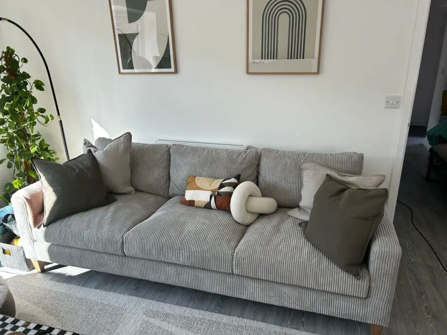 Show home grey fabric sofa