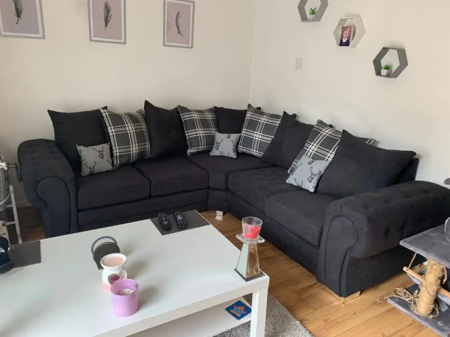 Verona 2C2 Corner Sofa Black Kensington Fabric Fast Delivery Available