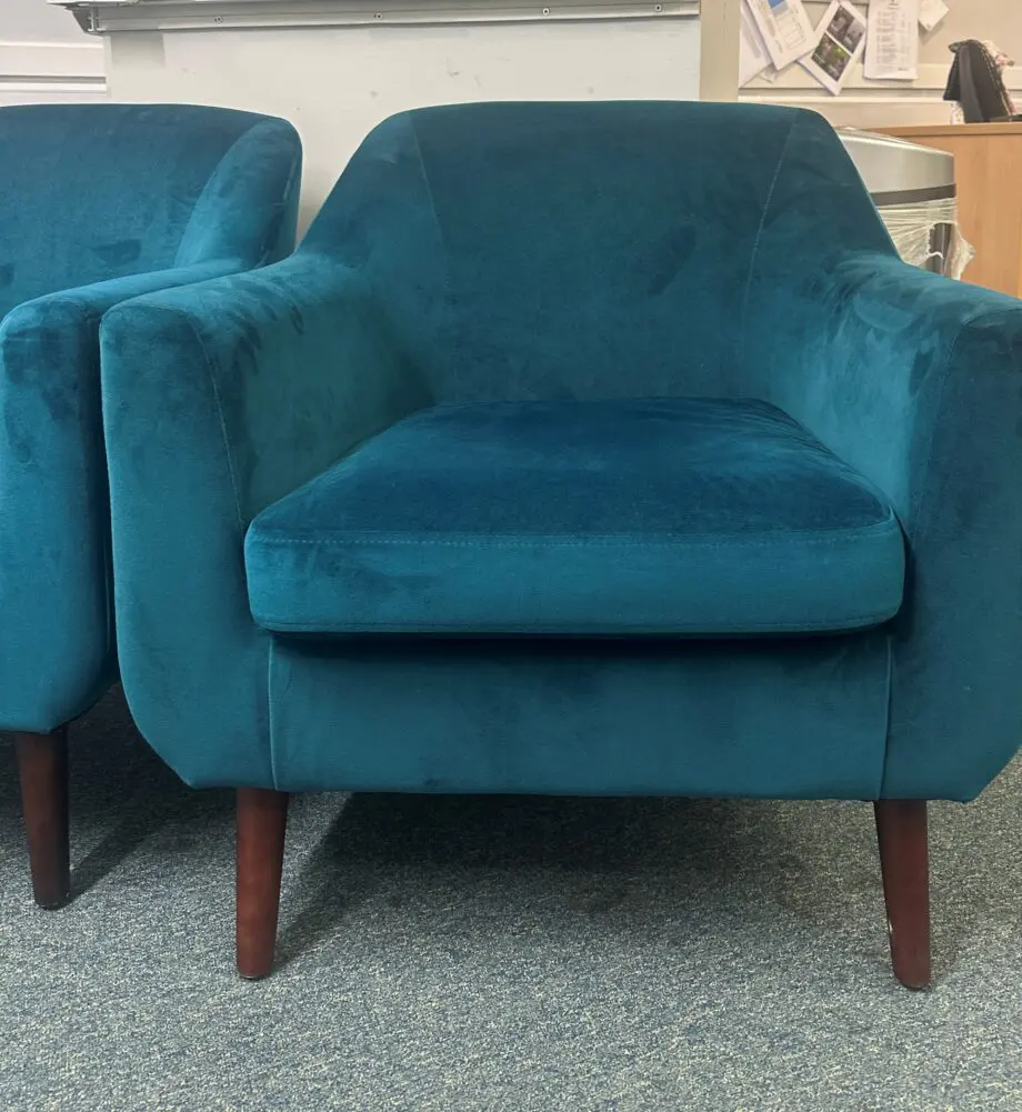 Teal Velvet Armchair – Excellent Condition – £