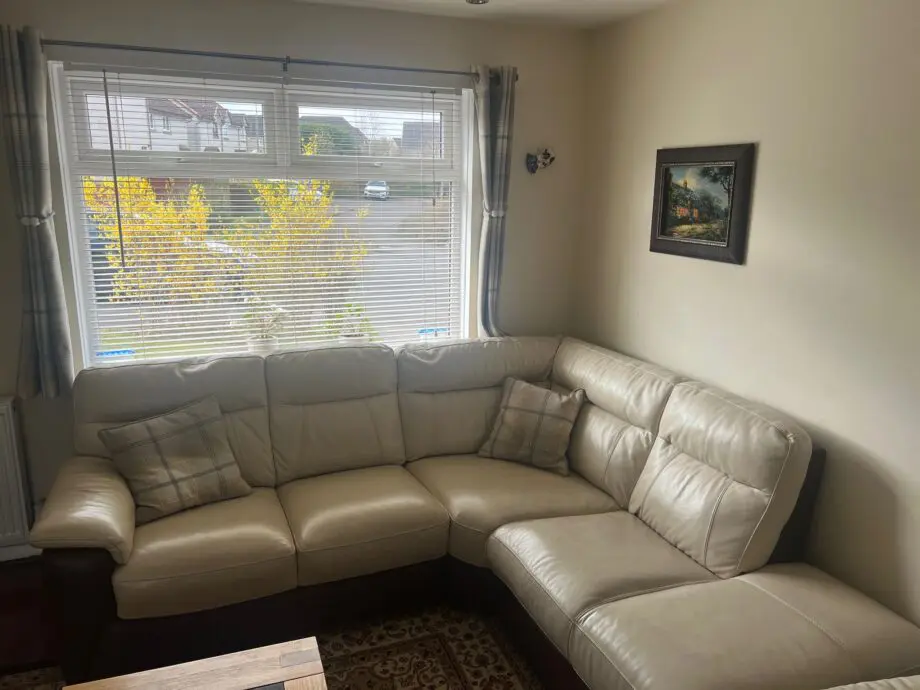 Luxurious DFS sofa & Power Recliner chair Set & marble and wood coffee table