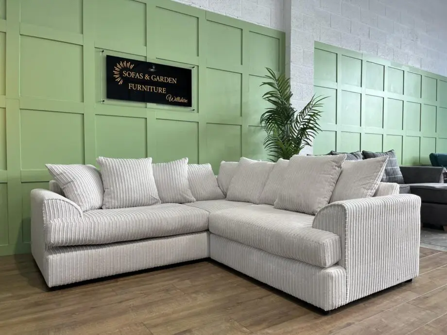 2C2 Cream Cord Fabric Sofa || High Back Cushion With Free Delivery