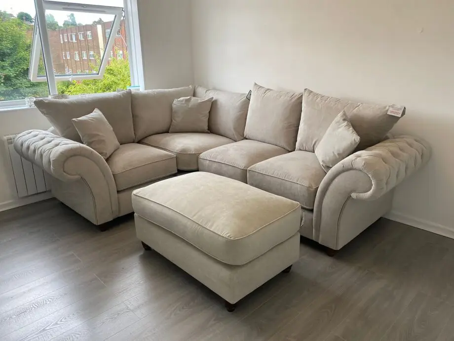 Windsor - 4x Settee Corner + Footstool Fullback - Sofa - Beige Colour