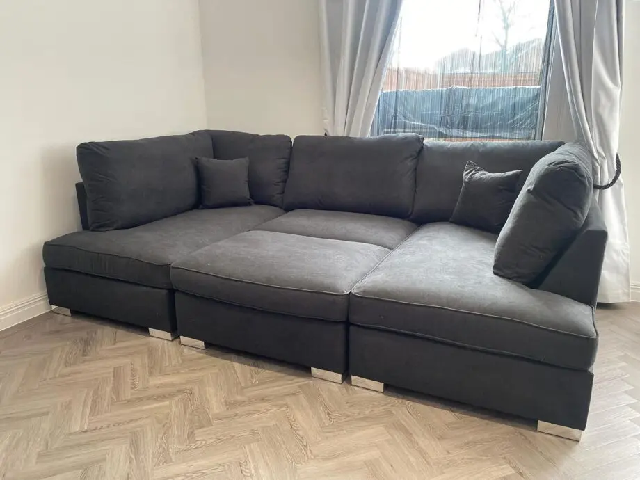 Black Colour ¬ U Shaped Sofa + Footstool ¬ No Initial Deposit Cash On Delivery