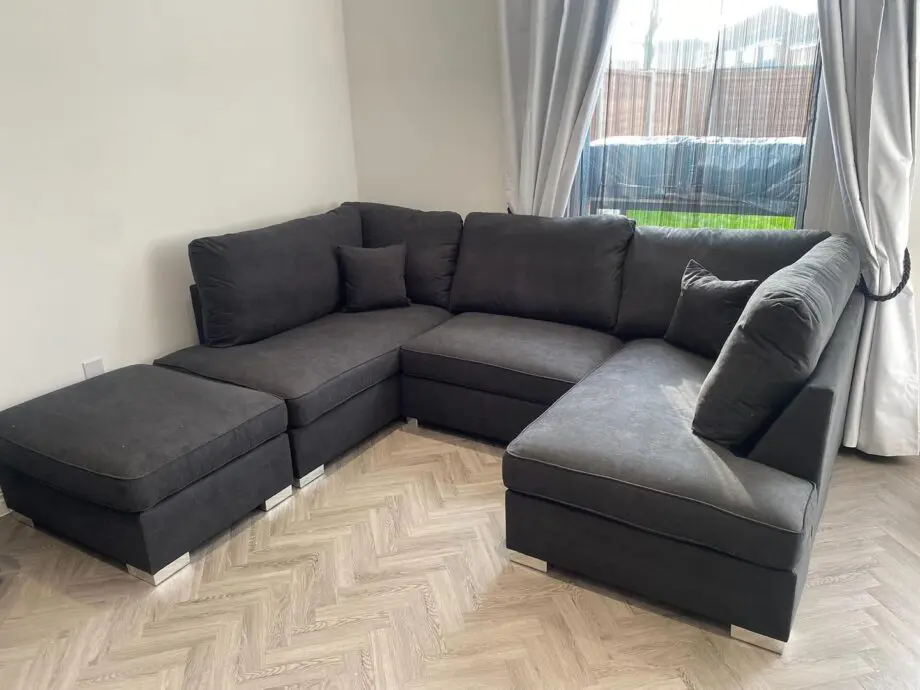 Black Colour ¬ U Shaped Sofa + Footstool ¬ No Initial Deposit Cash On Delivery