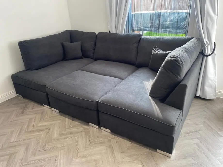 Black Colour ¬ U Shaped Sofa + Footstool ¬ No Initial Deposit Cash On Delivery
