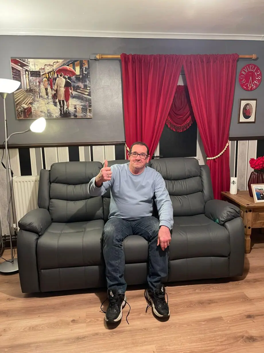 Recliner Sofa 3+2 Seater Set Grey in Leather with Cupholders