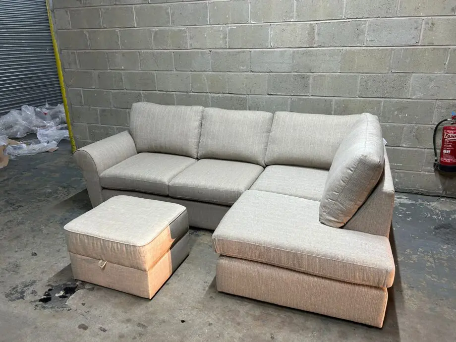 Corner Sofa + Storage Footstool For Sale Now