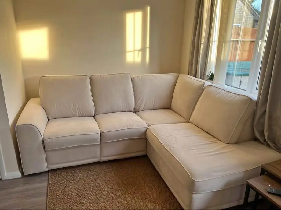 L Shaped Beige Colour Sofa With High Back Cushion for sale
