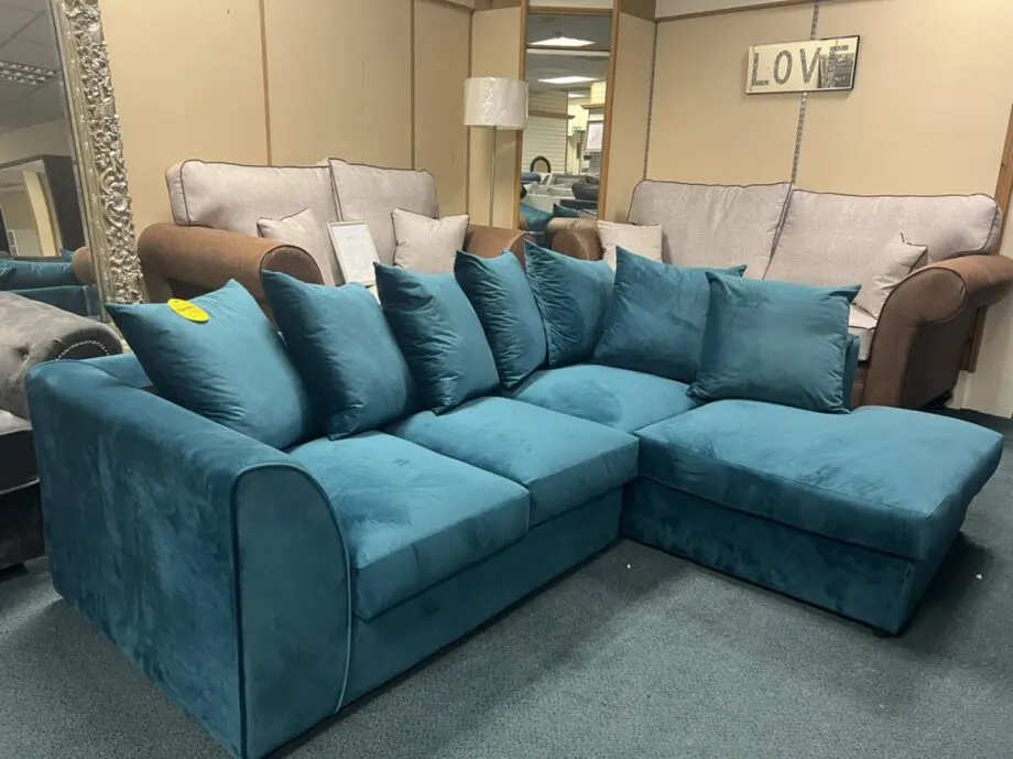 Teal L-Shape Corner Sofa - Relax in Style with Free Delivery"