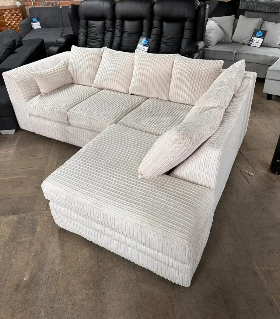 Super Comfortable ~ Teddy Cord Fabric Sofa || L Shaped Corner Couch For Sale