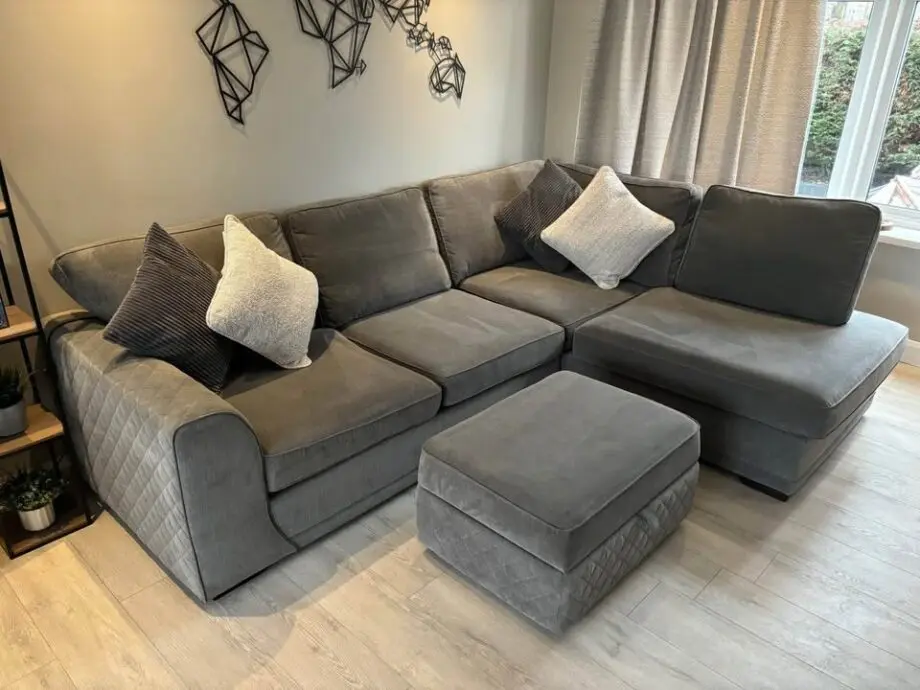 Grey Corner Sofa + Footstool || Cash On Delivery