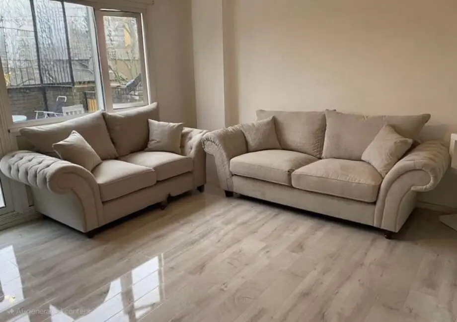 Windsor Chesterfield 3 Seater & 2 Seater Sofa Set - Cream & Beige