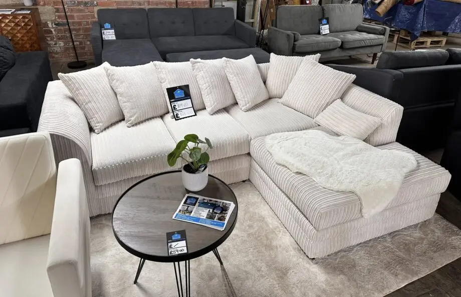 Super Comfortable ~ Teddy Cord Fabric Sofa || L Shaped Corner Couch For Sale