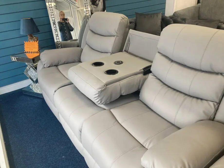 Light Grey & Multi-Color Leather Recliner Sofa Set || COD