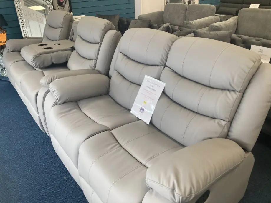 Light Grey & Multi-Color Leather Recliner Sofa Set || COD
