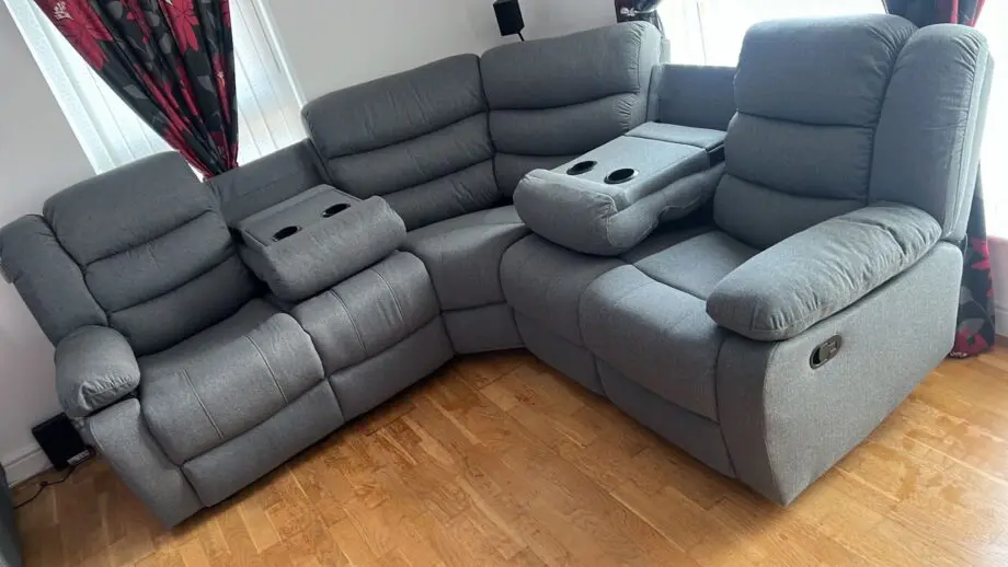 Roma Corner Recliner Sofa | Grey | Fabric Corner Recliner Sofa With Cupholders