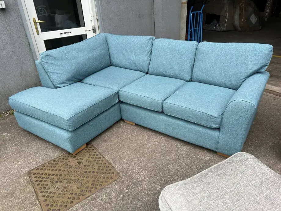 Teal Corner Sofa For Sale High Back Cushion
