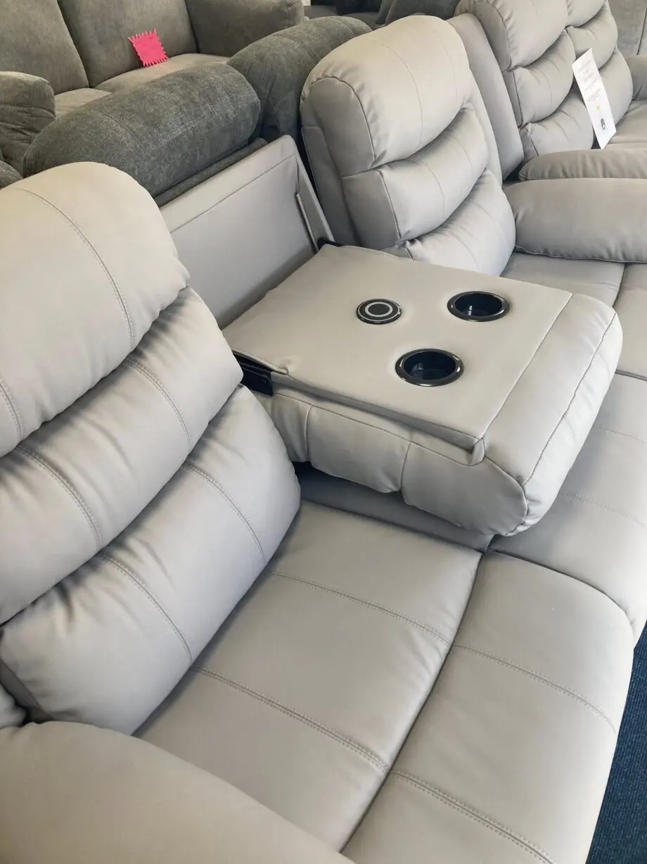 Light Grey & Multi-Color Leather Recliner Sofa Set || COD