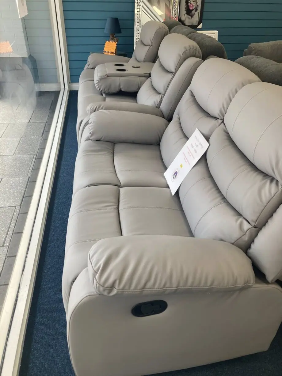 Light Grey & Multi-Color Leather Recliner Sofa Set || COD