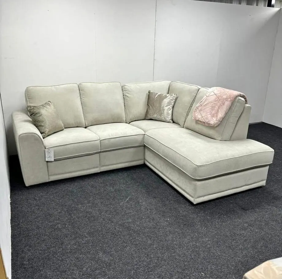 Grey & Cream Colour L Shaped Corner Sofa For Sale