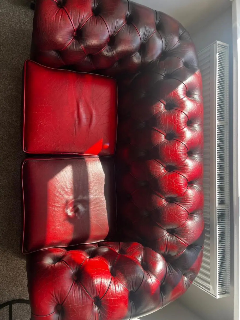 2 and 3 seater Chesterfield sofas in red leather