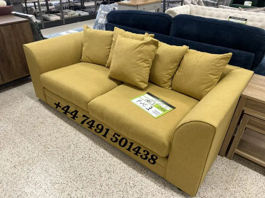 Mustard Fabric Sofa Set || 3x Settee & 2x Settee Sofa Set For Sale
