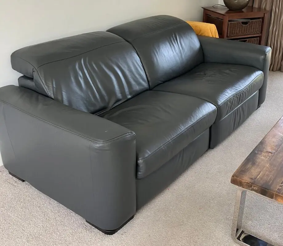 Natuzzi grey leather 3 seater sofa