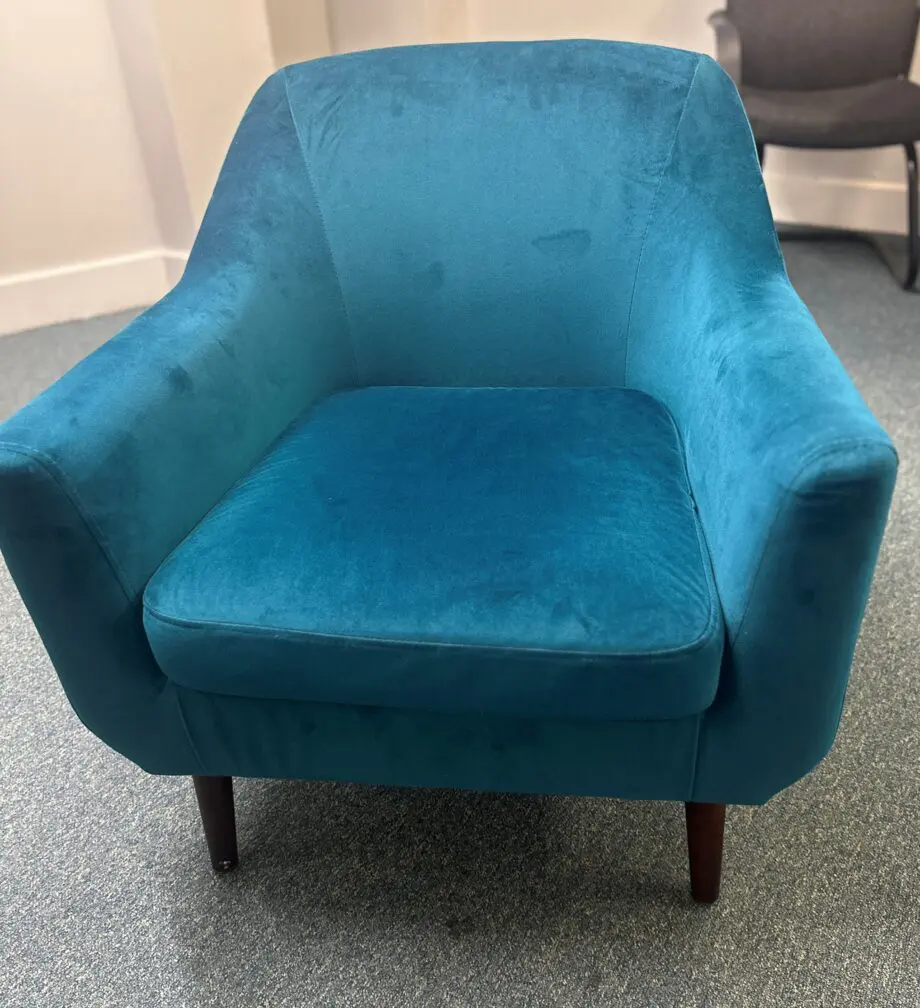 Teal Velvet Armchair – Excellent Condition – £