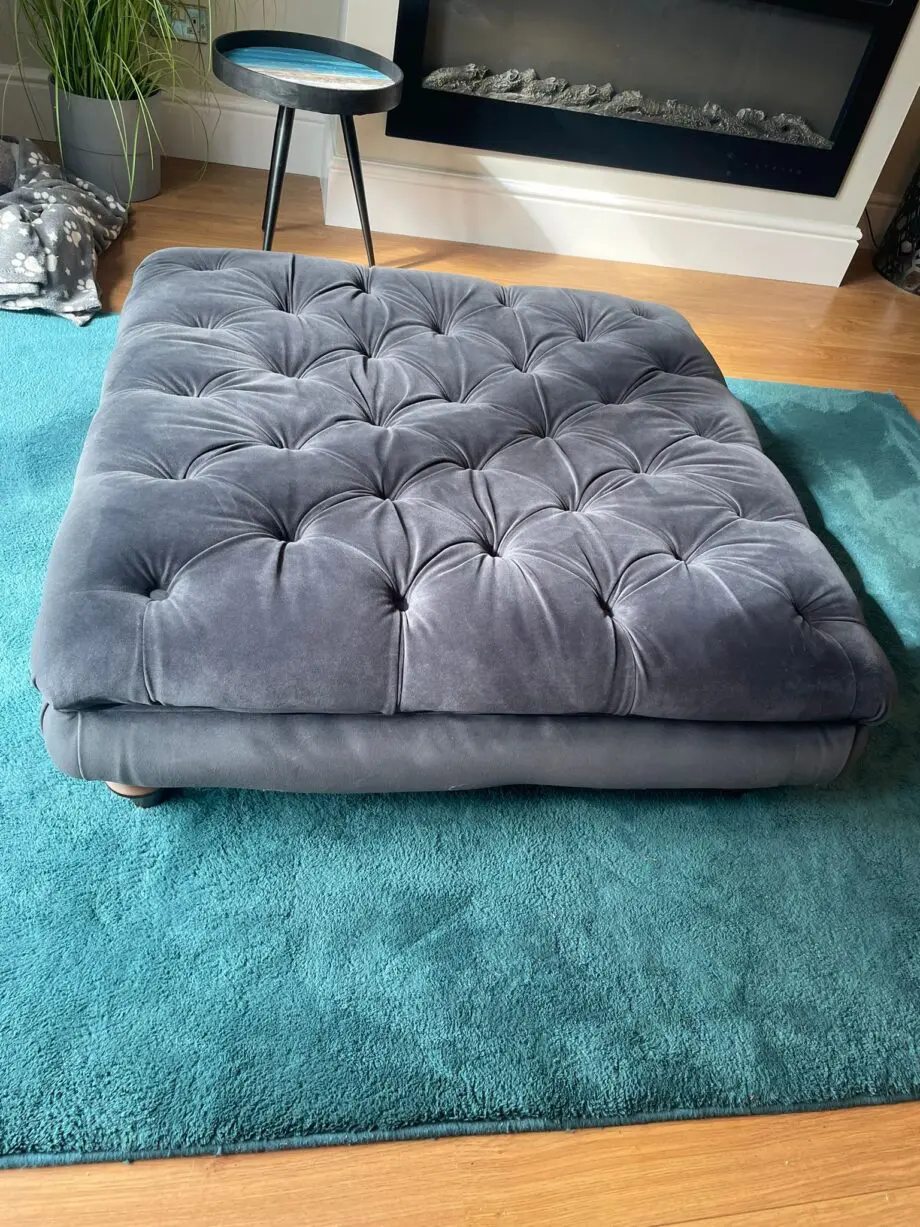 DFS Joules velvet footstool.