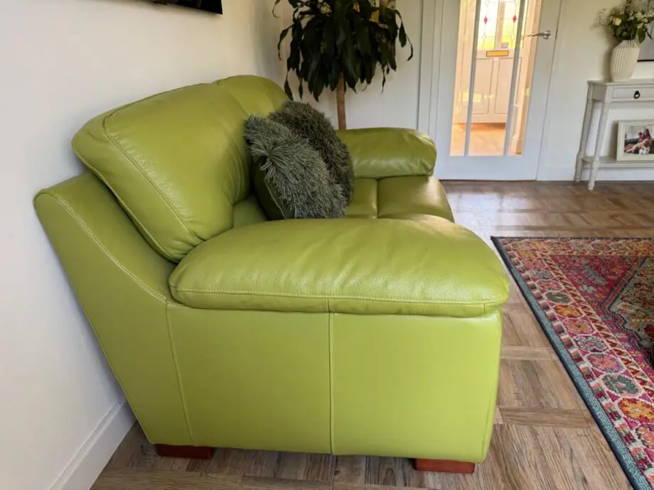 DFS Dazzle 2 seater sofa + storage pouffe green