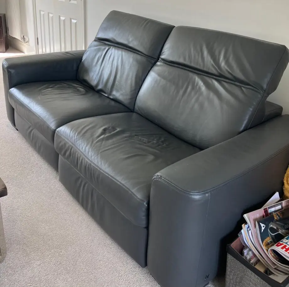 Natuzzi grey leather 3 seater sofa