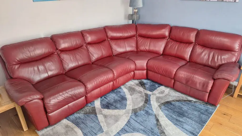 SCS La-Z-Boy Red Leather Modular Corner Sofa